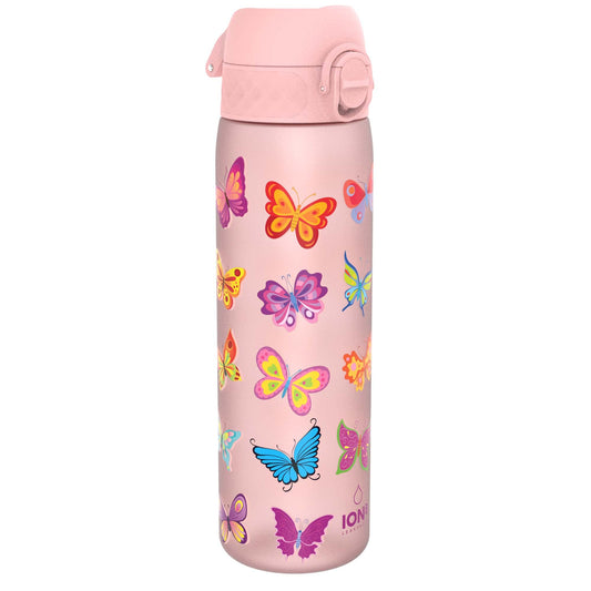 Ion8 Gourde, 500ml, Anti-Fuite, Facile à Ouvrir, Verrouillage Sécurisé, Lavable en Lave-vaisselle, Sans BPA, Poignée de Transport, S'adapte aux Porte-gobelets, Facile à Nettoyer, Motif Papillon - Cpourtoi.Net