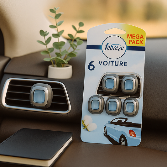 Febreze voiture pack de 6 Désodorisant - Pureté de Coton - Fraîcheur Durable - Cpourtoi.Net
