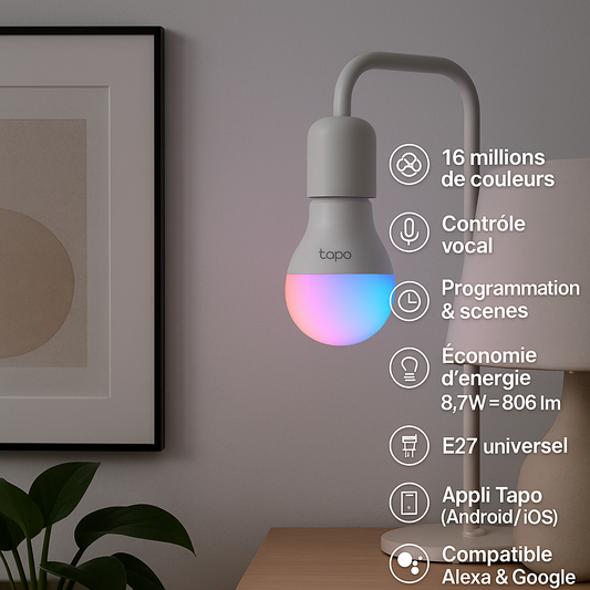 Tapo Ampoule LED Connectée L530E - Ambiance Colorée, Contrôle Vocal - Cpourtoi.Net