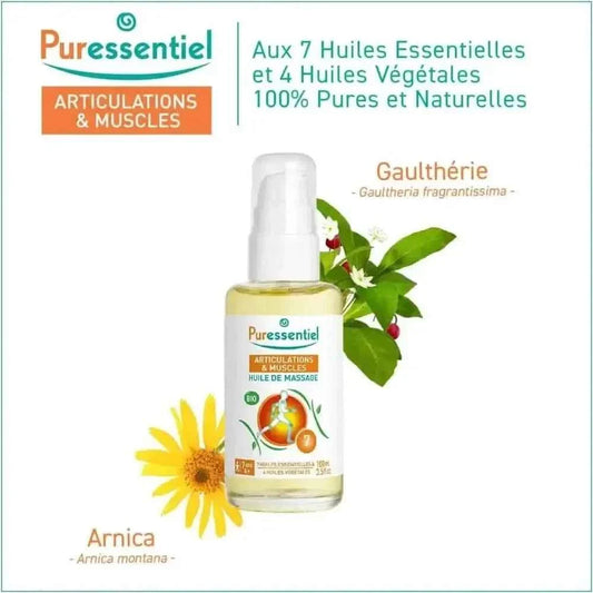Puressentiel Huile de Massage Bio - Soin Naturel pour la Peau, aux Huiles Essentielles et Arnica - Cpourtoi.Net