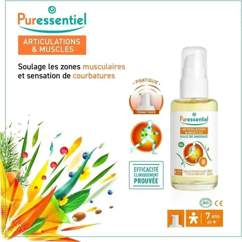 Puressentiel Huile de Massage Bio - Soin Naturel pour la Peau, aux Huiles Essentielles et Arnica - Cpourtoi.Net