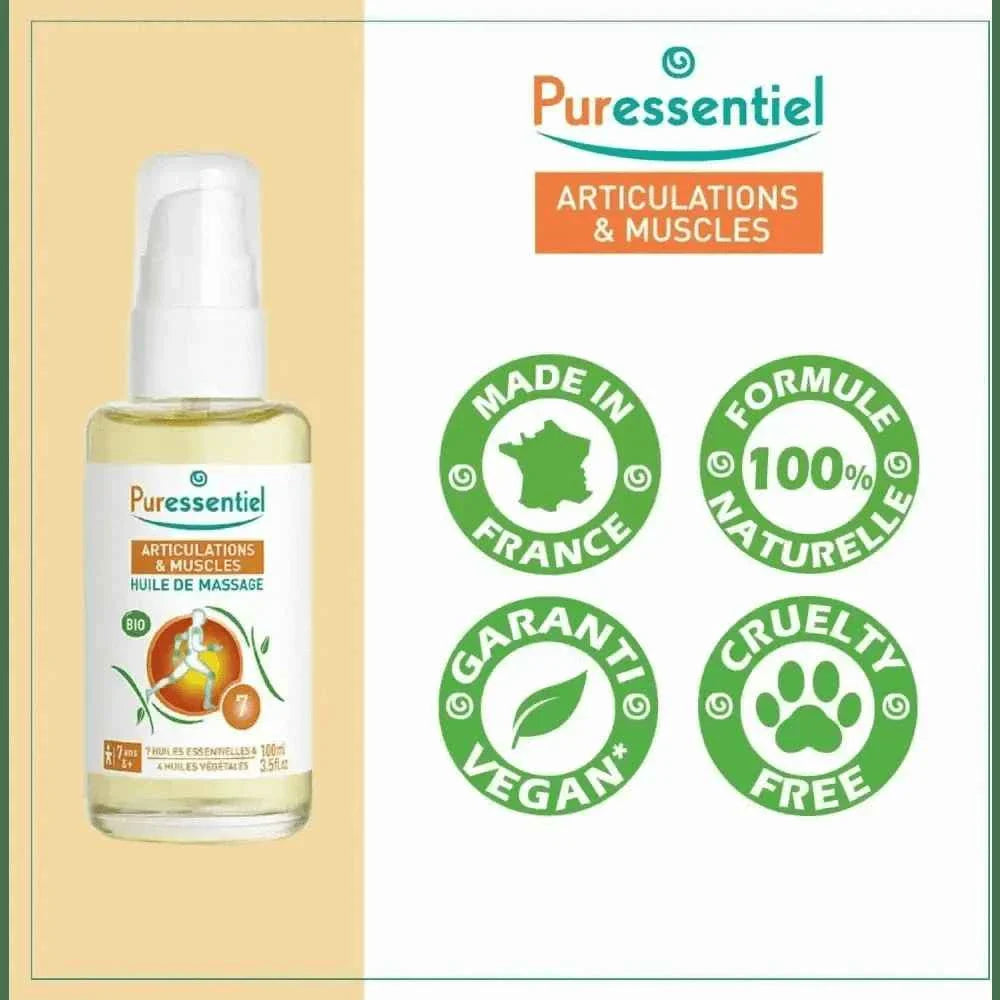 Puressentiel Huile de Massage Bio - Soin Naturel pour la Peau, aux Huiles Essentielles et Arnica - Cpourtoi.Net