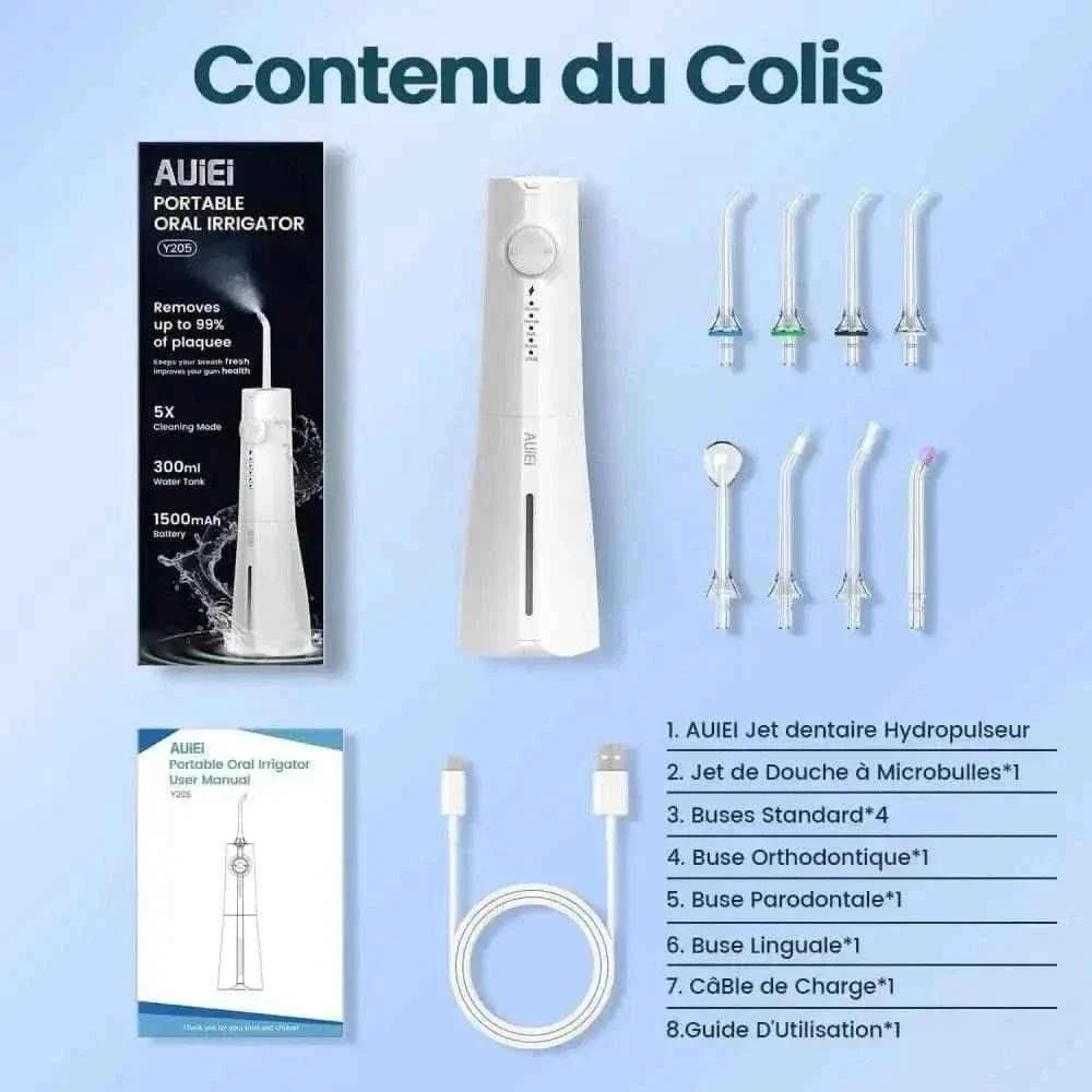 AUIEI Jet Dentaire Violet - Technologie Micro-Bulles pour une Hygiène Orale et un Nettoyage des Dents - Cpourtoi.Net