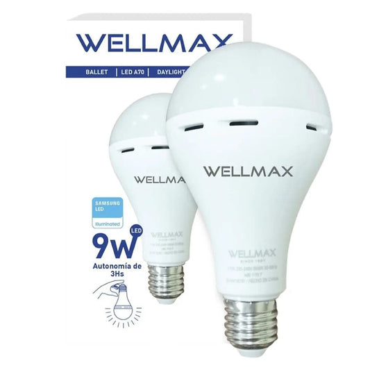 WELLMAX Ampoule Rechargeable 9W - Lumière Continue, Économie - Cpourtoi.Net
