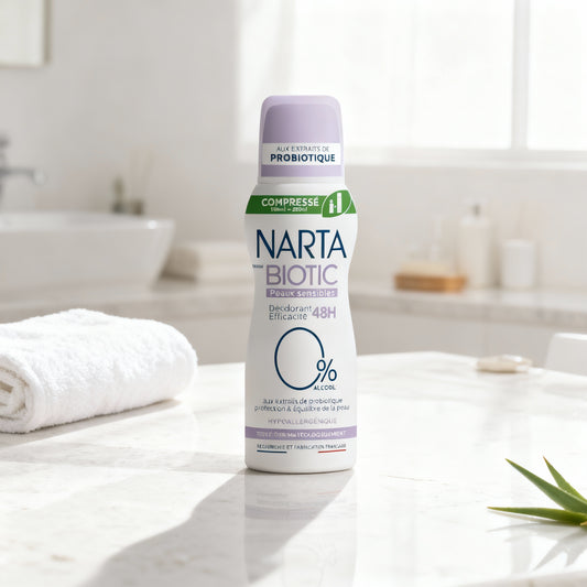 DÉODORANT COMPRESSÉ NARTA BIOTIC peaux sensibles 48h 0% AlCOOL - Cpourtoi.Net