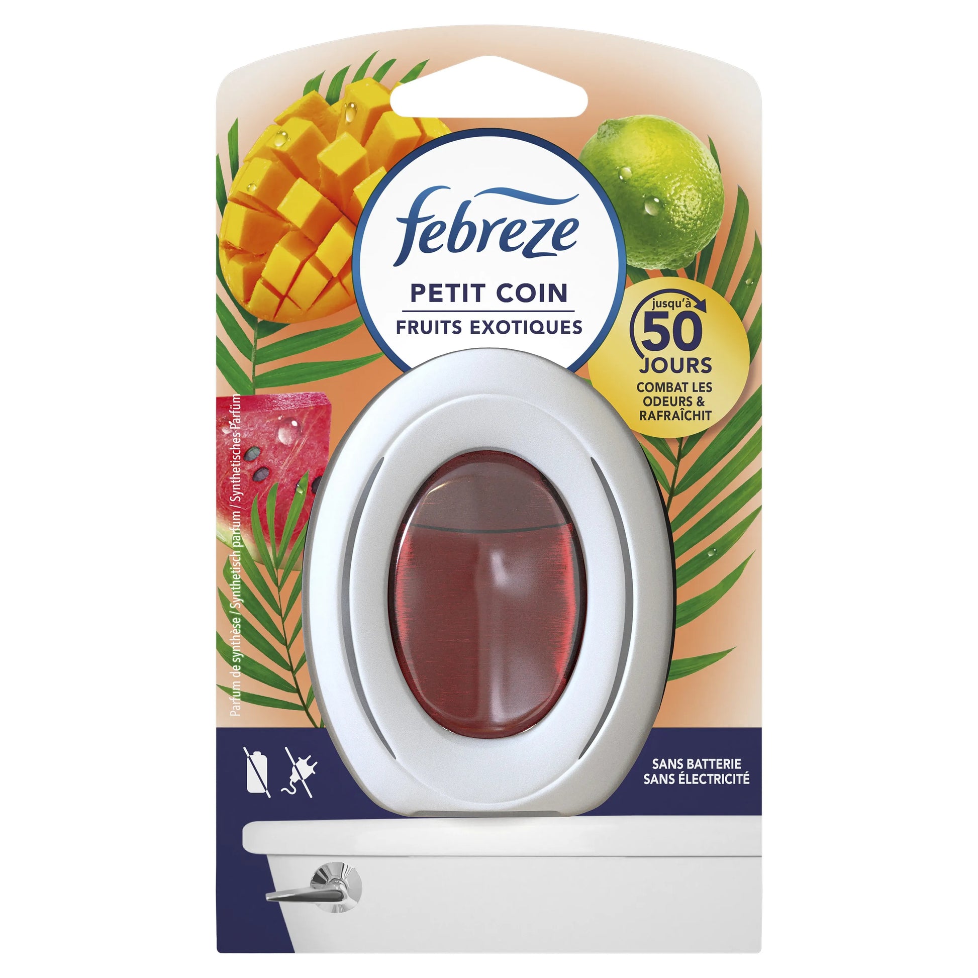 Febreze Petit Coin Fruits Exotiques - Désodorisant Continu Salle de Bain, Élimination des Odeurs et Fraîcheur d'Air - Cpourtoi.Net