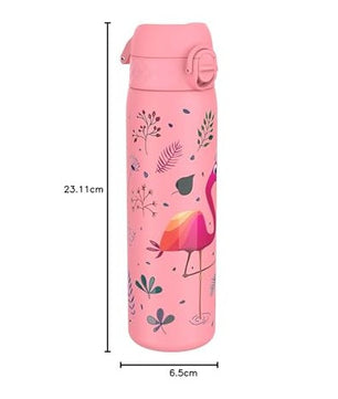 Ion8 Gourde Inox Léger, 600ml, Non Isolé, Anti-Fuite, Facile à Ouvrir, Verrouillage Sécurisé, Lavable au Lave-Vaisselle, Poignée de Transport, Durable, Acier Inoxydable, Flamant - Cpourtoi.Net