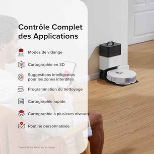 roborock Q8 Max+ Aspirateur Robot Laveur avec Station, Vidage Automatique, 5500Pa Aspiration, Brosse DuoRoller, Navigation LiDAR, Évitement d'obstacles, Cartographie Multi-Niveaux, Contrôle APP/Vocale