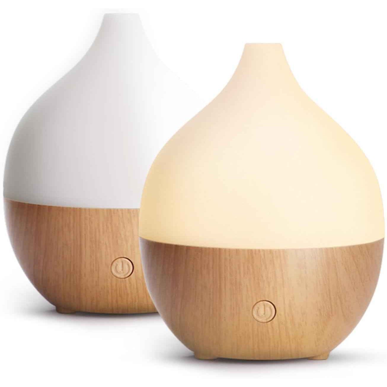SALKING Diffuseur d'Huile Essentielle, 100ml Ultrasonique Diffuseur Huiles Essentielles Electrique, Humidificateur d'air avec Lumière Chaude Arrêt Automatique pour Chambre, Yoga, Massage, Paquet de 2 - Cpourtoi.Net