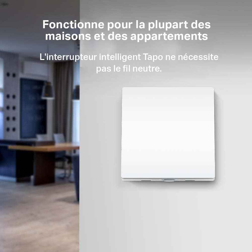 Interrupteur Tapo S210 Alexa - Connecté et Sans Fil, fonctionne sans fil neutre, adapté à la plupart des maisons et appartements.