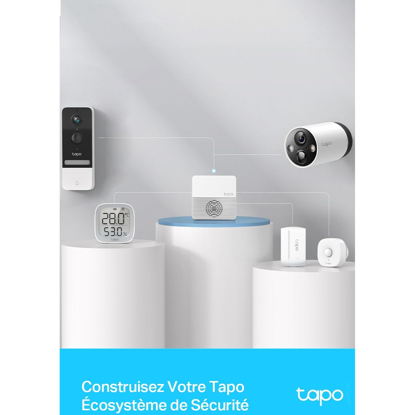 Tapo Smart Hub avec sonnerie Tapo H200, pour Tapo caméras/capteurs/boutons, connectez jusqu'à 64 appareils intelligents, 19 sonneries, Plug & Play