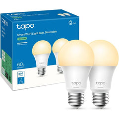 Ampoule WiFi Intelligente Tapo L510E E27 LED Dimmable 8.7W 806Lm Blanc Chaud 2700K Compatible Alexa et Google Home 2-Pack