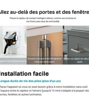 Tapo Détecteur de mouvement intelligent Tapo T110, pour la sécurité des fenêtres/portes, durée de vie de la batterie de 1 an et plus, notification d'application instantanée, Tapo Hub requis