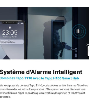 Tapo Détecteur de mouvement intelligent Tapo T110, pour la sécurité des fenêtres/portes, durée de vie de la batterie de 1 an et plus, notification d'application instantanée, Tapo Hub requis