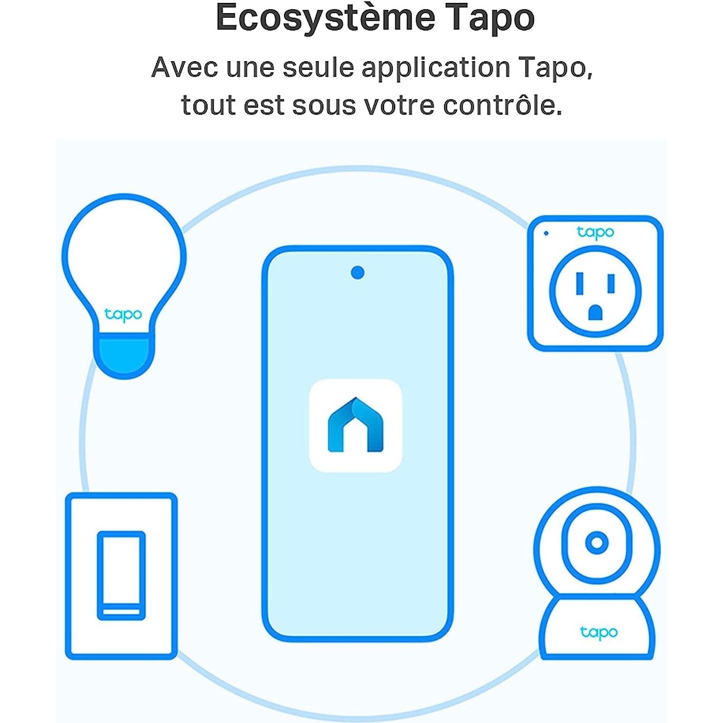 Tapo Ampoule L510 E WiFi , E27 LED lumière, blanc chaud, 2700K, Dimmable 8.7W 806Lm, Compatible avec Alexa et Google Home,