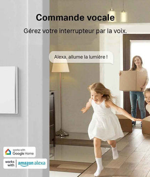Commande vocale de l'interrupteur Tapo S210 via Alexa ou Google Home, pour un éclairage intelligent et mains libres.