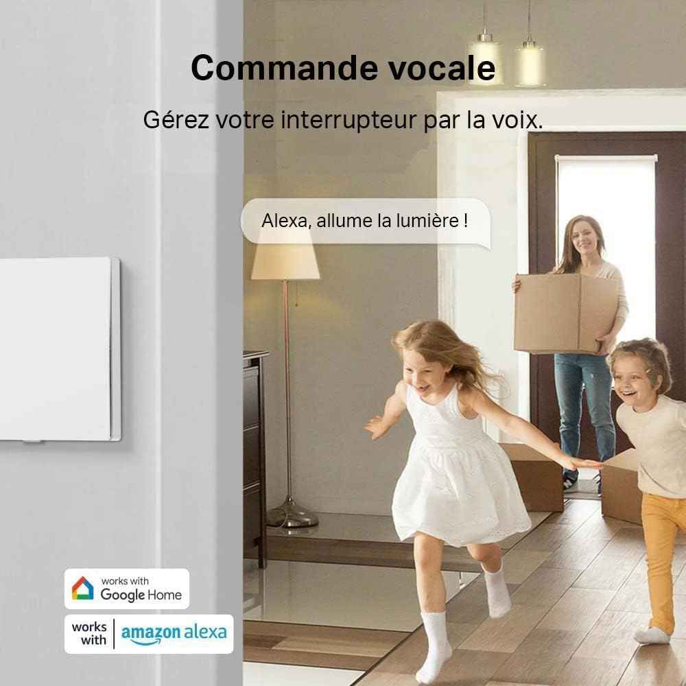 Commande vocale de l'interrupteur Tapo S210 via Alexa ou Google Home, pour un éclairage intelligent et mains libres.