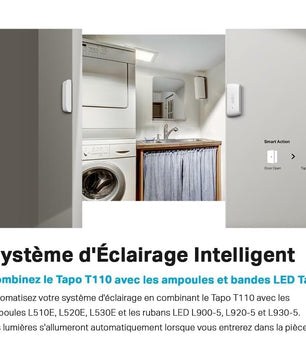Tapo Détecteur de mouvement intelligent Tapo T110, pour la sécurité des fenêtres/portes, durée de vie de la batterie de 1 an et plus, notification d'application instantanée, Tapo Hub requis