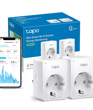 Pack de 2 prises connectées Tapo P110 avec suivi de consommation et application mobile, compatibles Alexa et Google Home.