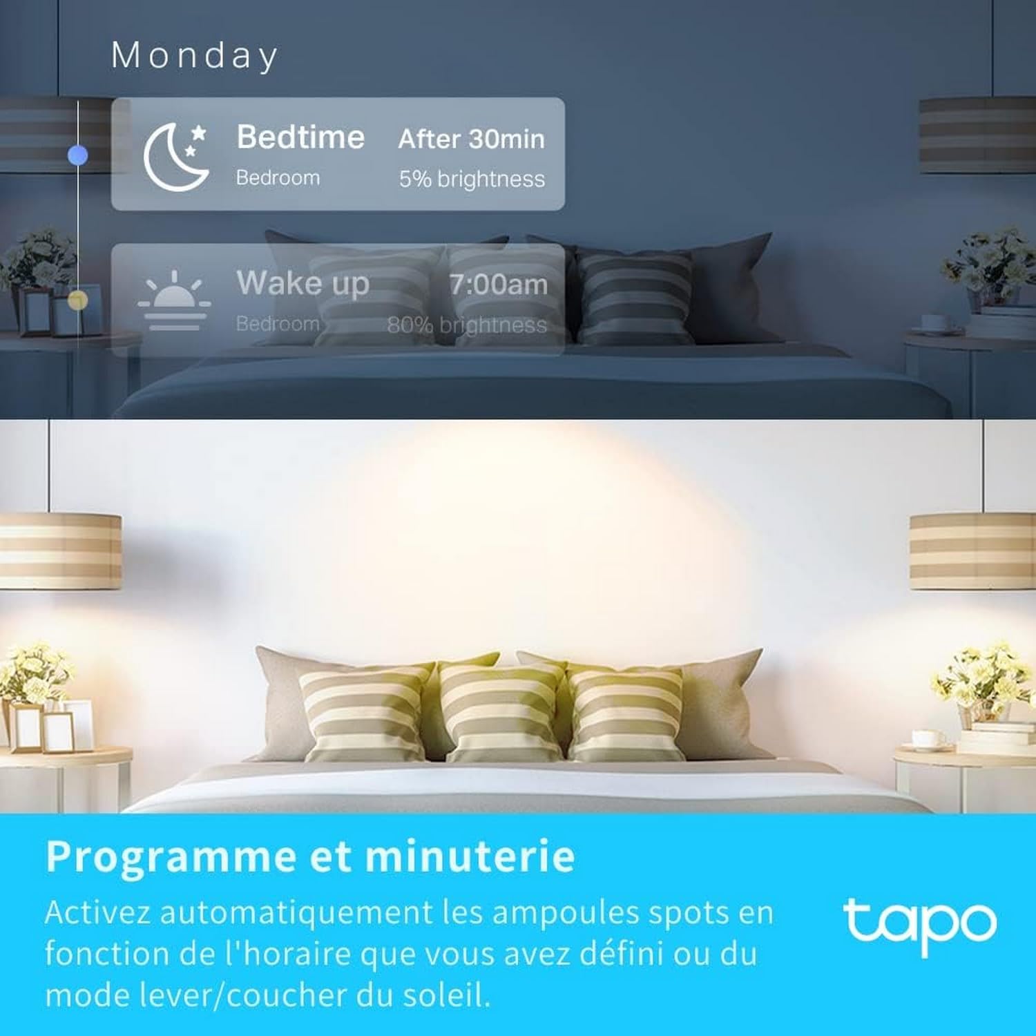 Tapo Ampoule L510 E WiFi , E27 LED lumière, blanc chaud, 2700K, Dimmable 8.7W 806Lm, Compatible avec Alexa et Google Home,