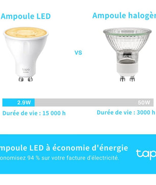 Tapo Ampoule L510 E WiFi , E27 LED lumière, blanc chaud, 2700K, Dimmable 8.7W 806Lm, Compatible avec Alexa et Google Home,