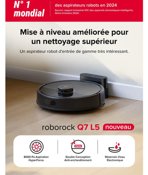 roborock Q7 L5 Robot Vacuum Cleaner, 8000 Pa Hyperforce Suction, Double Anti-Tangle, Accurate LiDAR Navigation, Smart Forbidden Zone, Multi-Level Mapping, Auto Charging, APP/Alexa - Cpourtoi.Net
