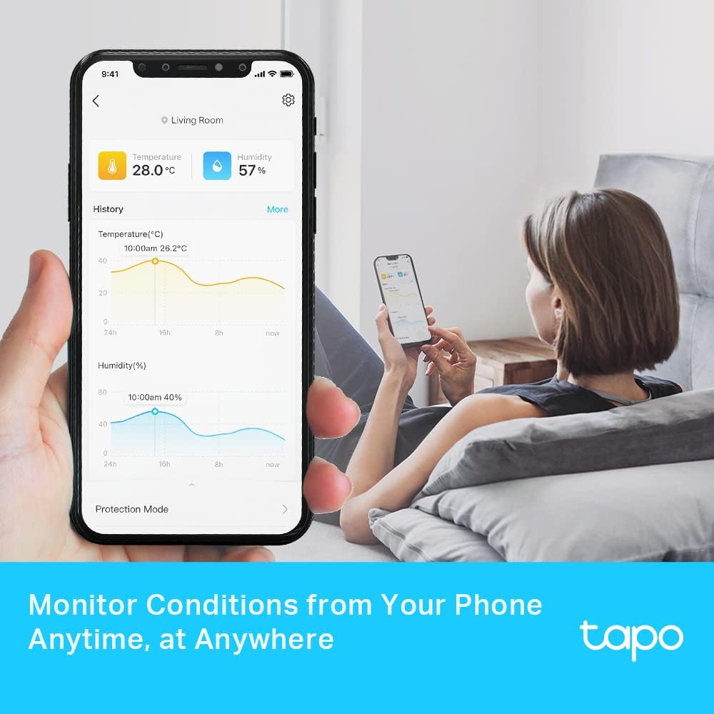 Tapo T315 Thermomètre de pièce intelligent, hygromètre, thermomètre d'intérieur ambiant, capteur d'humidité, moniteur de température ambiante, affichage E-ink de 2,7", notifications en temps réel
