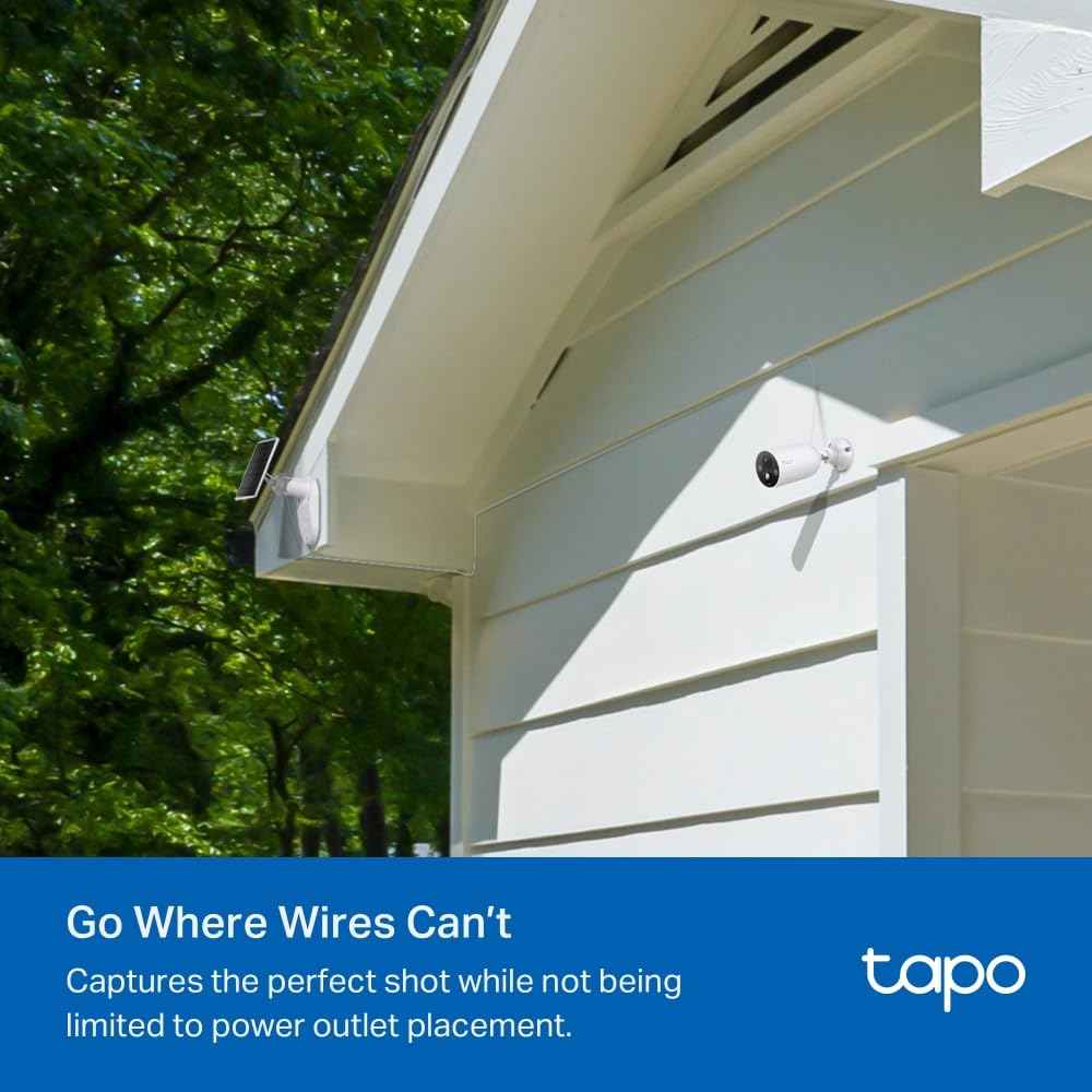 Tapo 2.5K 4MP Caméra Surveillance WiFi Extérieure sans Fil avec Panneau Solaire Batterie 10 000mAh, Autonomie de 300j, AI Détection, Vision Nocturne en Couleur, IP66 Etanche, Aucune hub requis