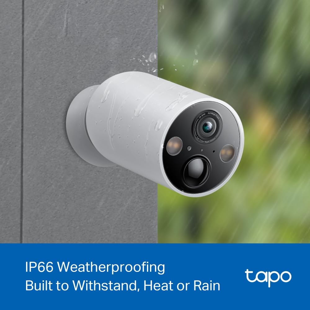 Tapo 2.5K 4MP Caméra Surveillance WiFi Extérieure sans Fil avec Panneau Solaire Batterie 10 000mAh, Autonomie de 300j,
