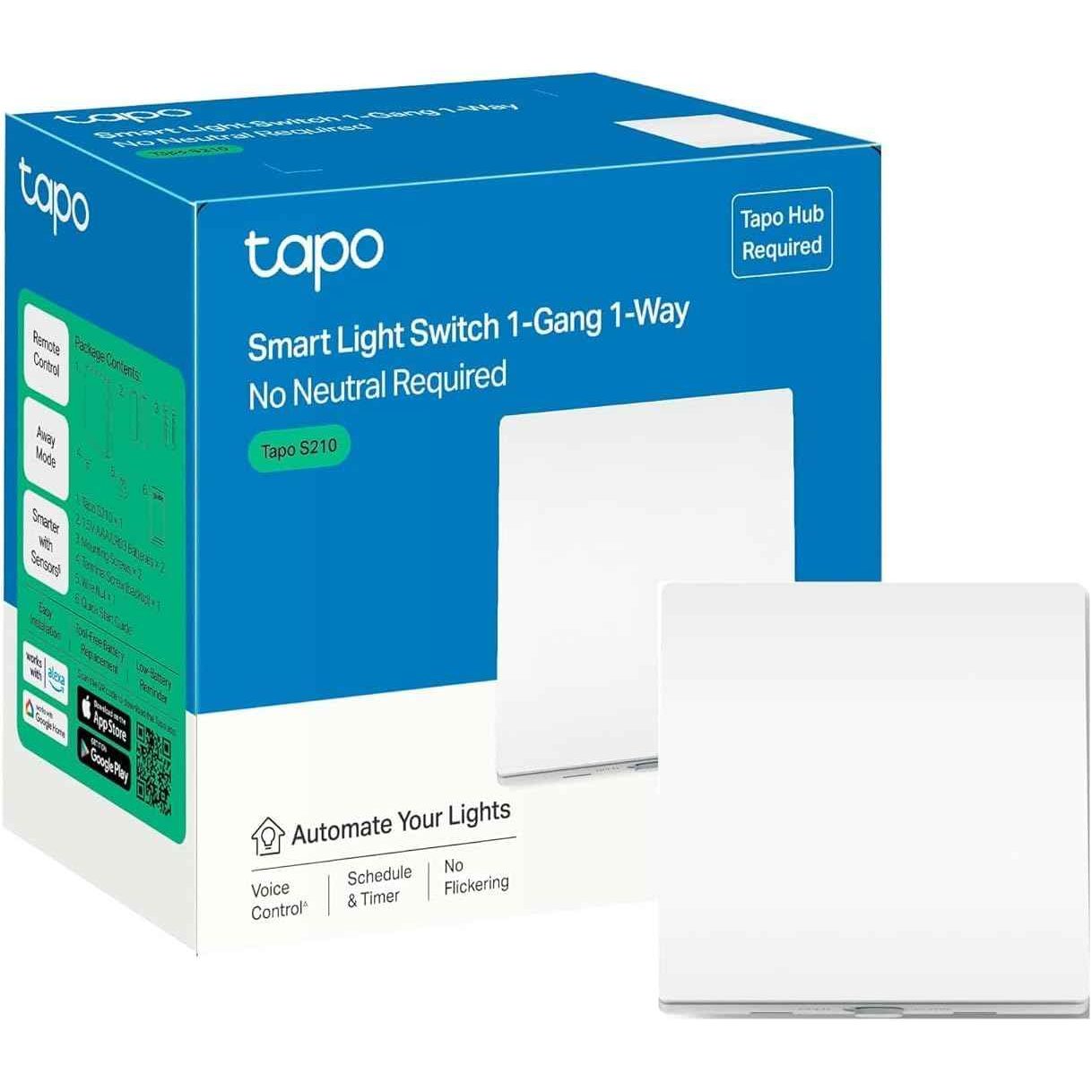 Boîte de l'interrupteur connecté Tapo S210 Alexa - Connecté et Sans Fil, sans fil neutre, nécessite un hub pour une connexion stable.