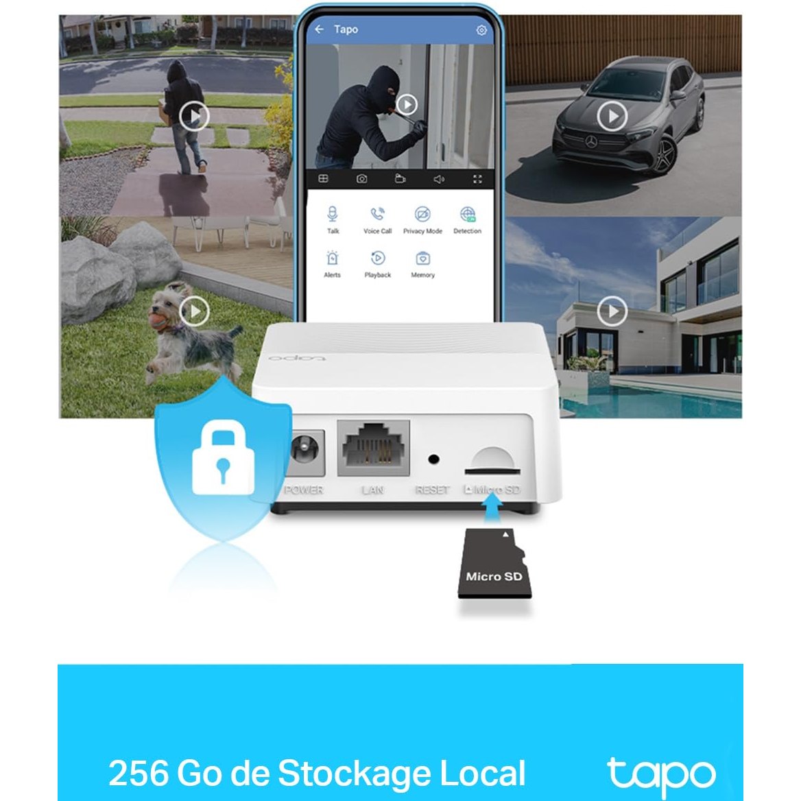 Tapo Smart Hub avec sonnerie Tapo H200, pour Tapo caméras/capteurs/boutons, connectez jusqu'à 64 appareils intelligents, 19 sonneries, Plug & Play