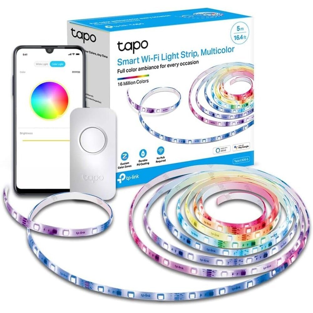 Tapo Ruban LED Connecté WiFi RGBIC 5m, Bande LED Chambre Multicolore, Haute Luminosité et Durable, Contrôle de segment, 16 millions de couleurs, Compatible avec Alexa et Google Home, Tapo L920-5