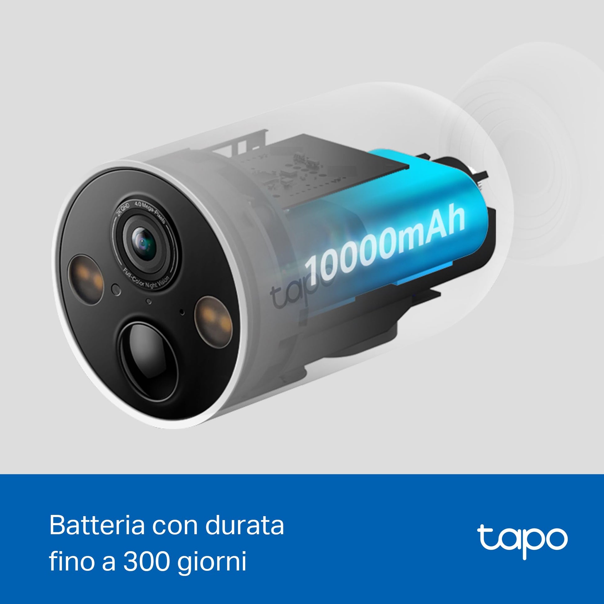 Tapo 2.5K 4MP Caméra Surveillance WiFi Extérieure sans Fil avec Panneau Solaire Batterie 10 000mAh, Autonomie de 300j,