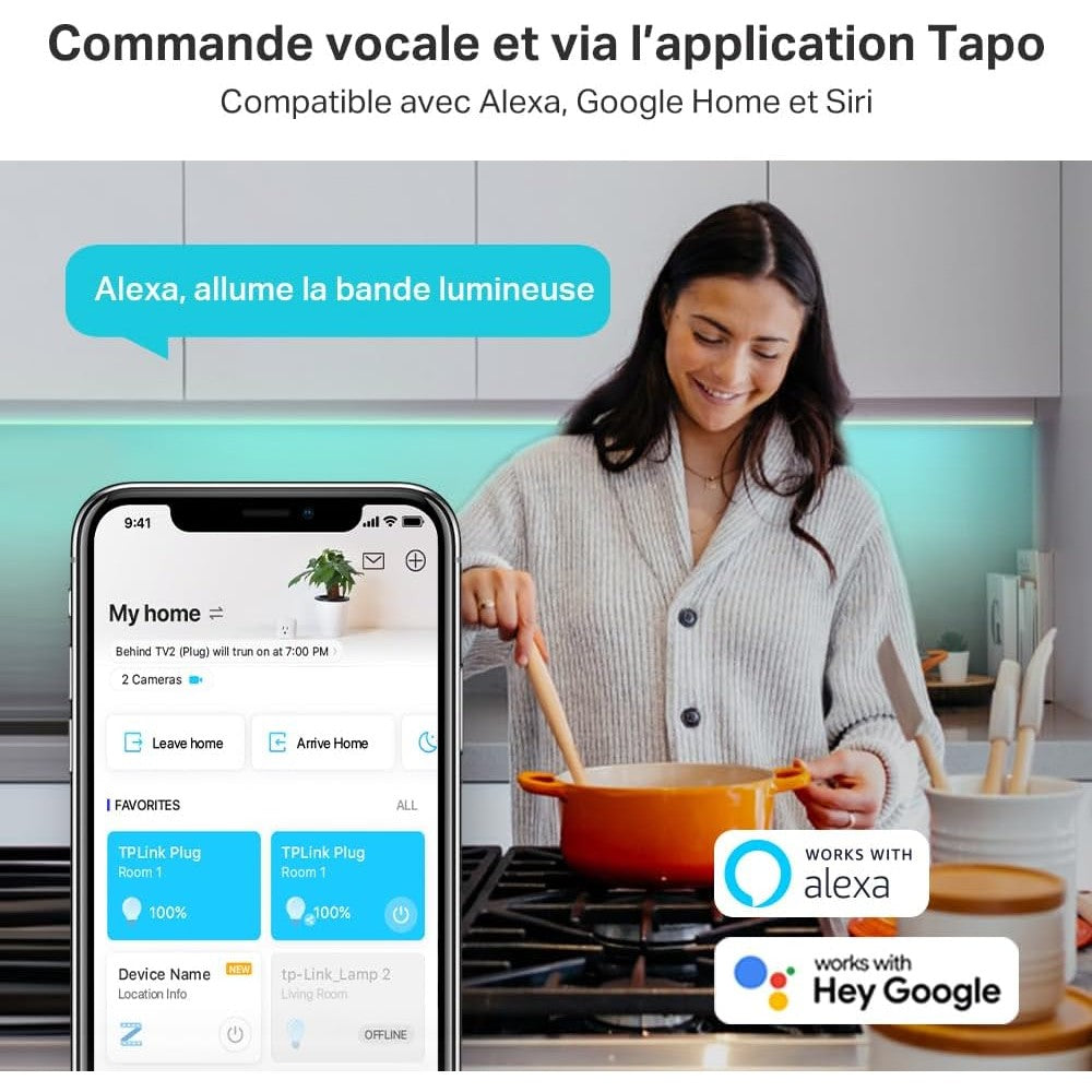 Tapo Ruban LED Connecté WiFi RGBIC 5m, Bande LED Chambre Multicolore, Haute Luminosité et Durable, Contrôle de segment, 16 millions de couleurs, Compatible avec Alexa et Google Home, Tapo L920-5