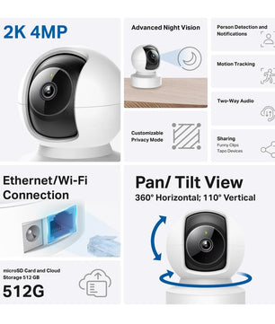 Tapo C220 2.5K Caméra de Surveillance WiFi intérieure 360° avec Détection Humaine AI - Cpourtoi.Net