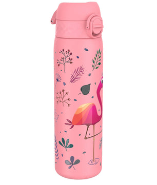 Ion8 Gourde Inox Léger, 600ml, Non Isolé, Anti-Fuite, Facile à Ouvrir, Verrouillage Sécurisé, Lavable au Lave-Vaisselle, Poignée de Transport, Durable, Acier Inoxydable, Flamant - Cpourtoi.Net