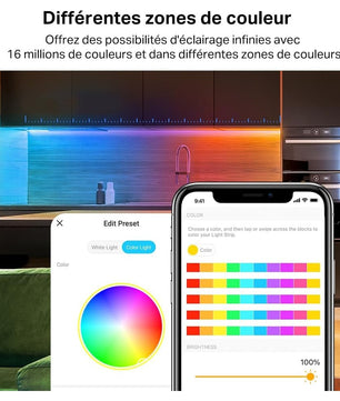 Tapo Ruban LED Connecté WiFi RGBIC 5m, Bande LED Chambre Multicolore, Haute Luminosité et Durable, Contrôle de segment, 16 millions de couleurs, Compatible avec Alexa et Google Home, Tapo L920-5