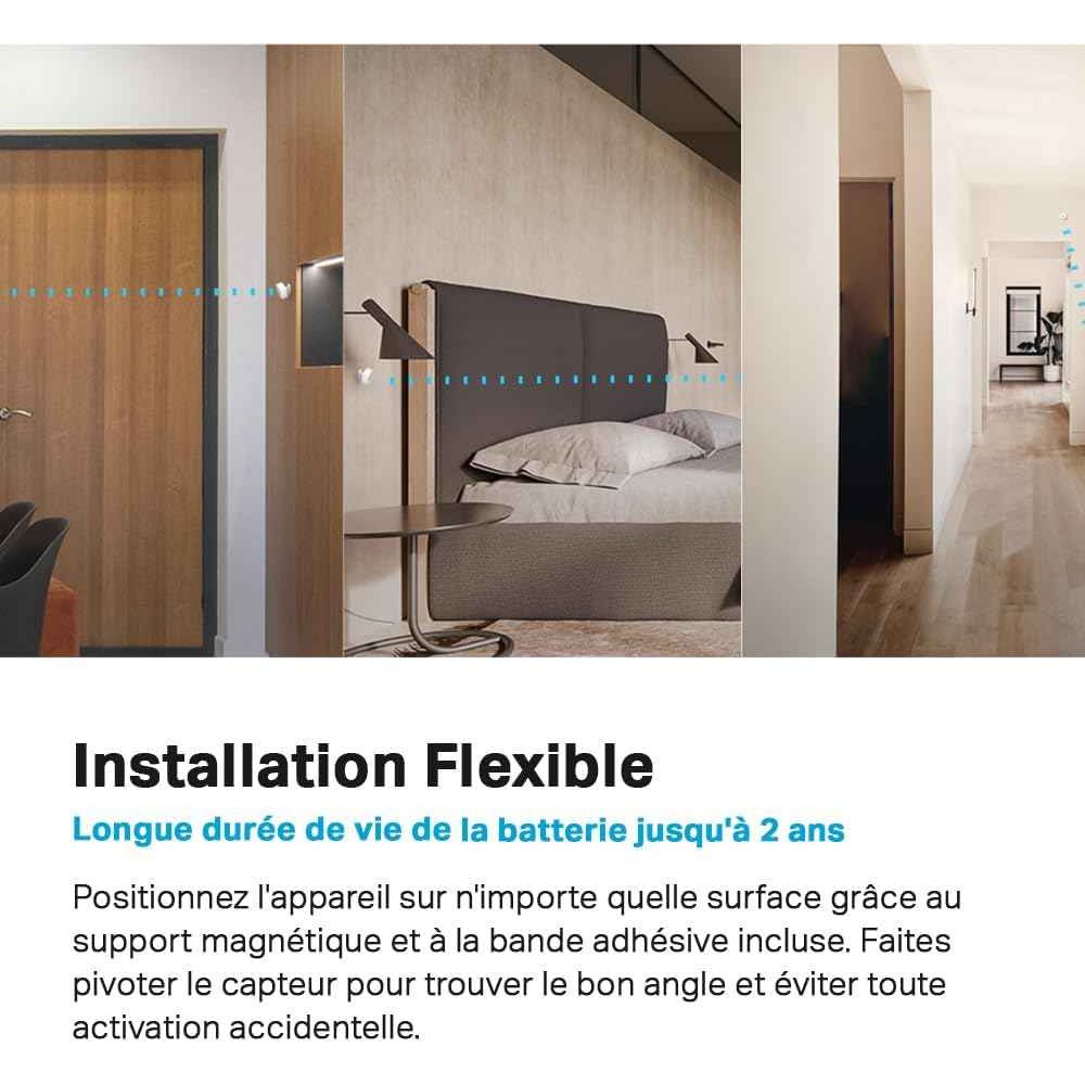 Tapo Détecteur de mouvement intelligent Tapo T100 avec Hub, capteur de mouvement intelligent, détection longue portée (120°, 7 m), lumière activée par le mouvement, alertes instantanées