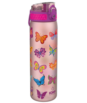 Ion8 Gourde, 500ml, Anti-Fuite, Facile à Ouvrir, Verrouillage Sécurisé, Lavable en Lave-vaisselle, Sans BPA, Poignée de Transport, S'adapte aux Porte-gobelets, Facile à Nettoyer, Motif Papillon - Cpourtoi.Net