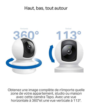 Tapo C220 2.5K Caméra de Surveillance WiFi intérieure 360° avec Détection Humaine AI - Cpourtoi.Net