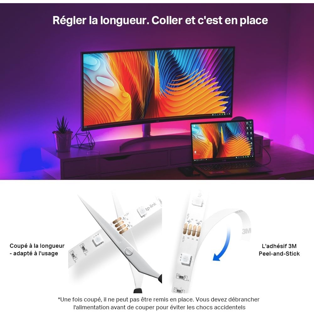 Tapo Ruban LED Connecté WiFi RGBIC 5m, Bande LED Chambre Multicolore, Haute Luminosité et Durable, Contrôle de segment, 16 millions de couleurs, Compatible avec Alexa et Google Home, Tapo L920-5