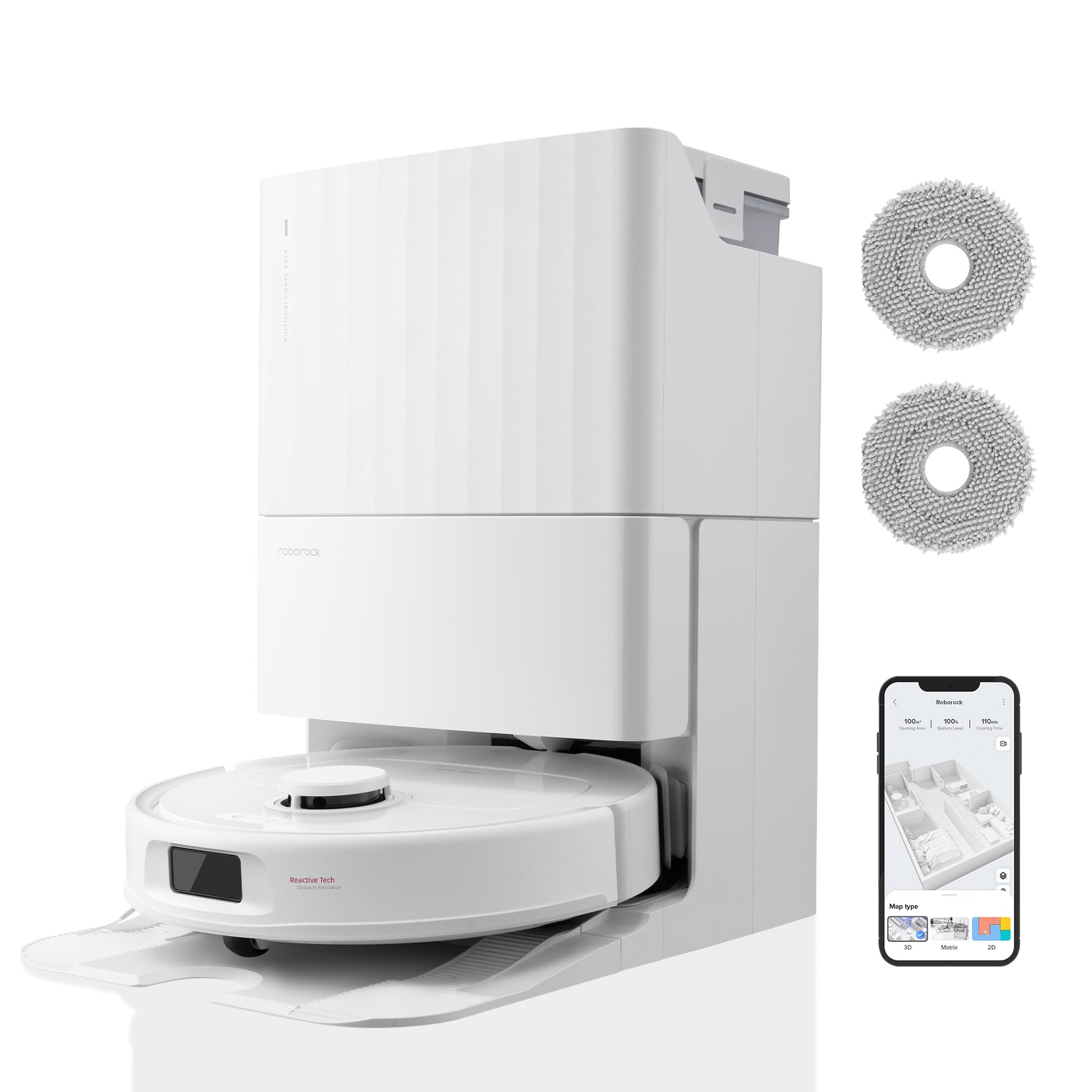 roborock QREVO S Aspirateur Robot Laveur, 7000Pa HyperForce, Double Serpillière Rotative 200 TR/Min
