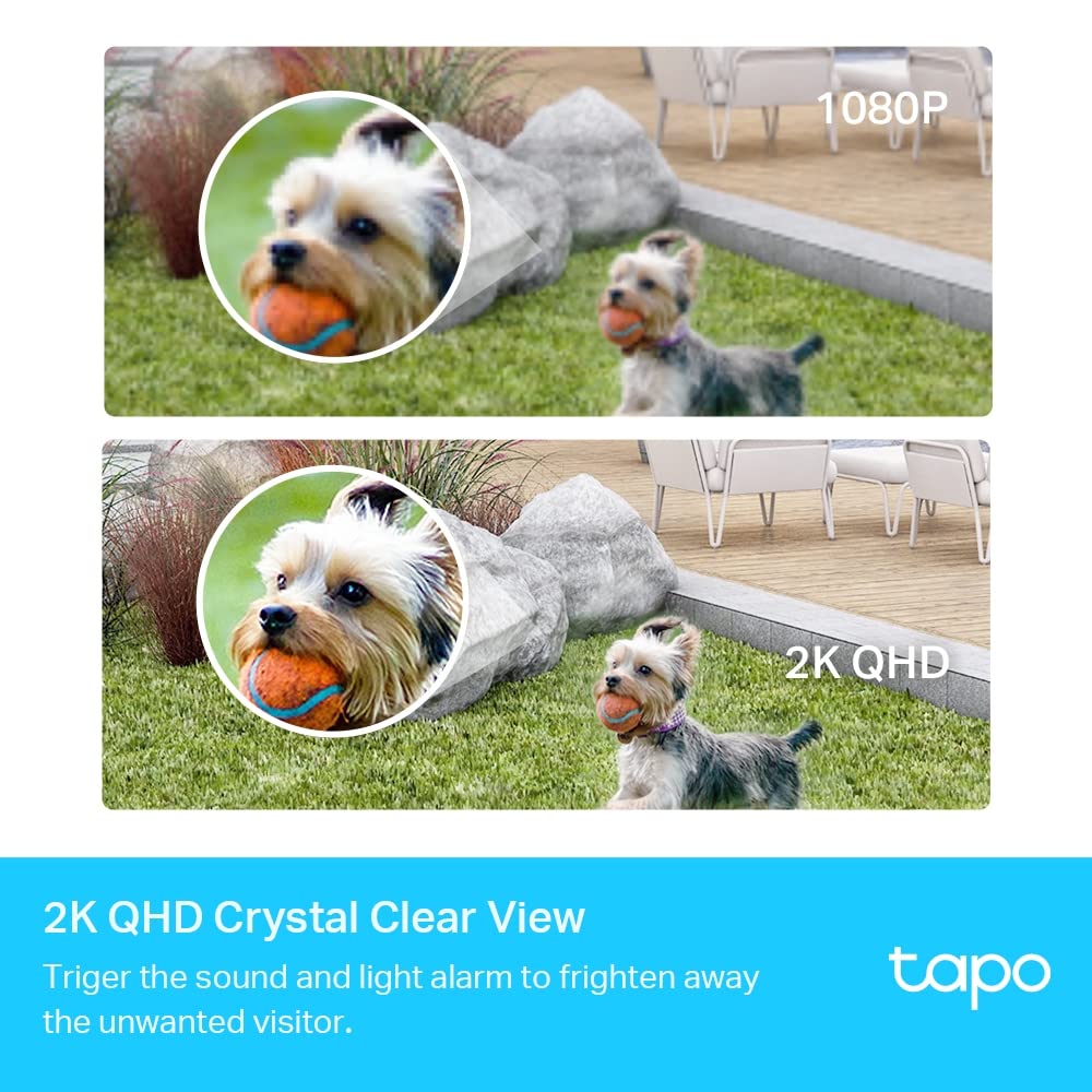 Tapo 2.5K 4MP Caméra Surveillance WiFi Extérieure sans Fil avec Panneau Solaire Batterie 10 000mAh, Autonomie de 300j,