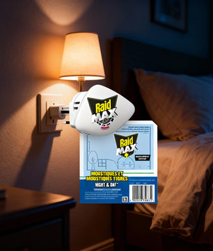 Raid Max Diffuseur Nuit & Jour Moustiques - Protection 24h, Sans Parfum - Cpourtoi.Net