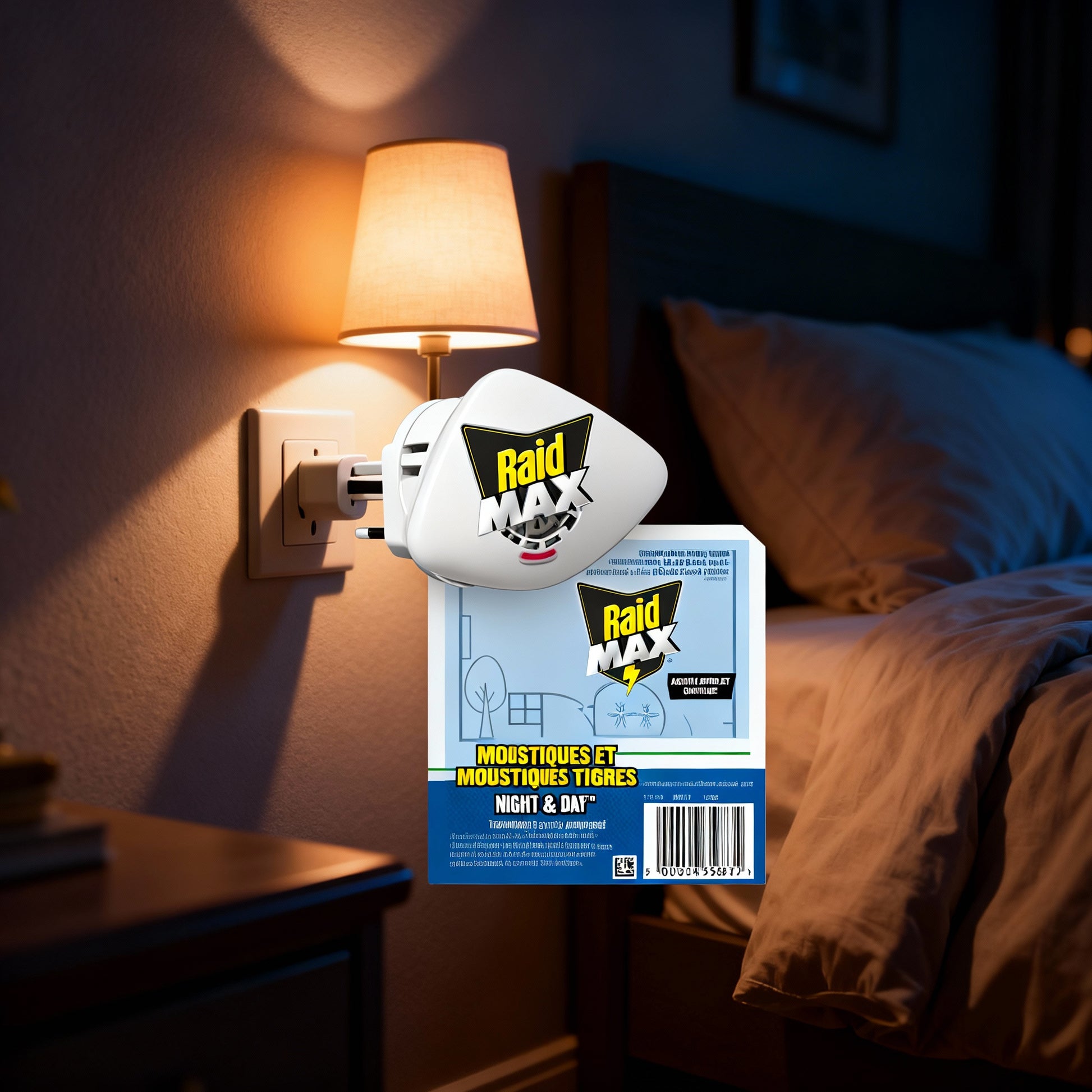 Raid Max Diffuseur Nuit & Jour Moustiques - Protection 24h, Sans Parfum - Cpourtoi.Net