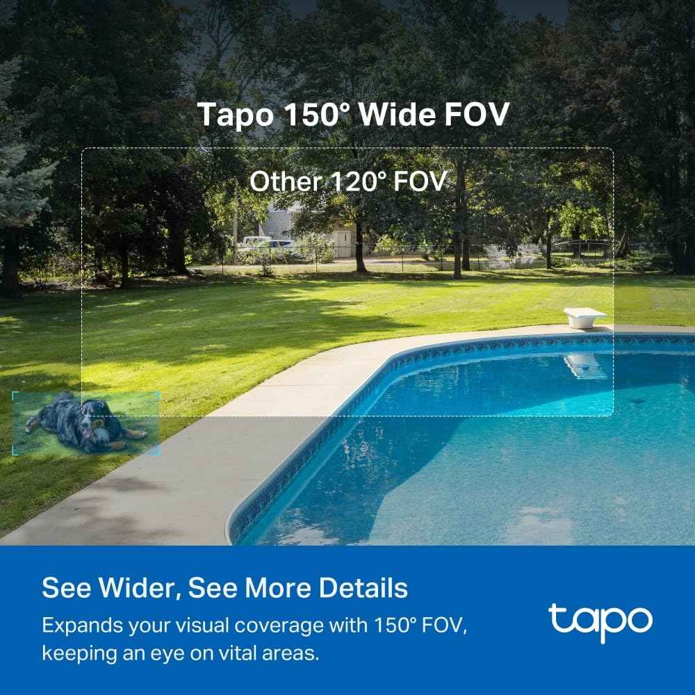 Tapo 2.5K 4MP Caméra Surveillance WiFi Extérieure sans Fil avec Panneau Solaire Batterie 10 000mAh, Autonomie de 300j, AI Détection, Vision Nocturne en Couleur, IP66 Etanche, Aucune hub requis