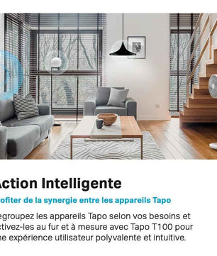 Tapo Détecteur de mouvement intelligent Tapo T100 avec Hub, capteur de mouvement intelligent, détection longue portée (120°, 7 m), lumière activée par le mouvement, alertes instantanées