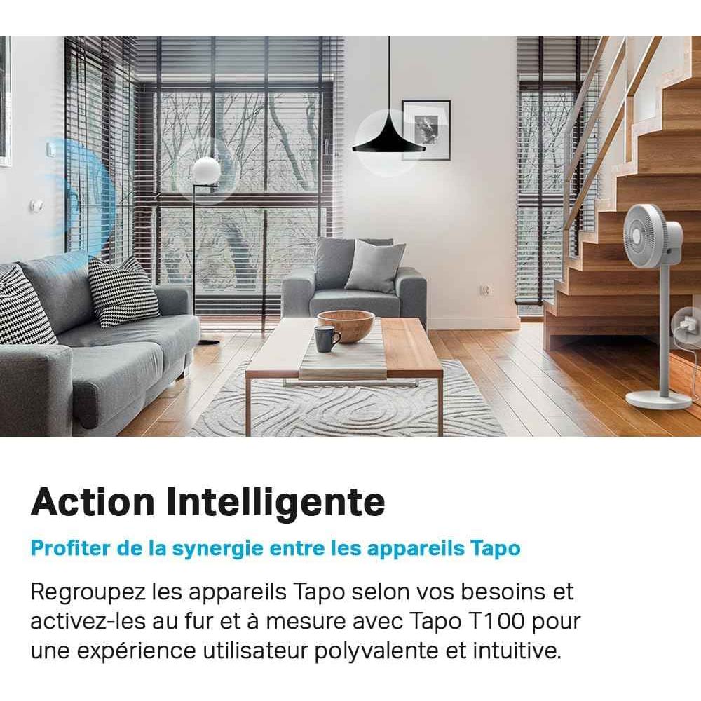 Tapo Détecteur de mouvement intelligent Tapo T100 avec Hub, capteur de mouvement intelligent, détection longue portée (120°, 7 m), lumière activée par le mouvement, alertes instantanées