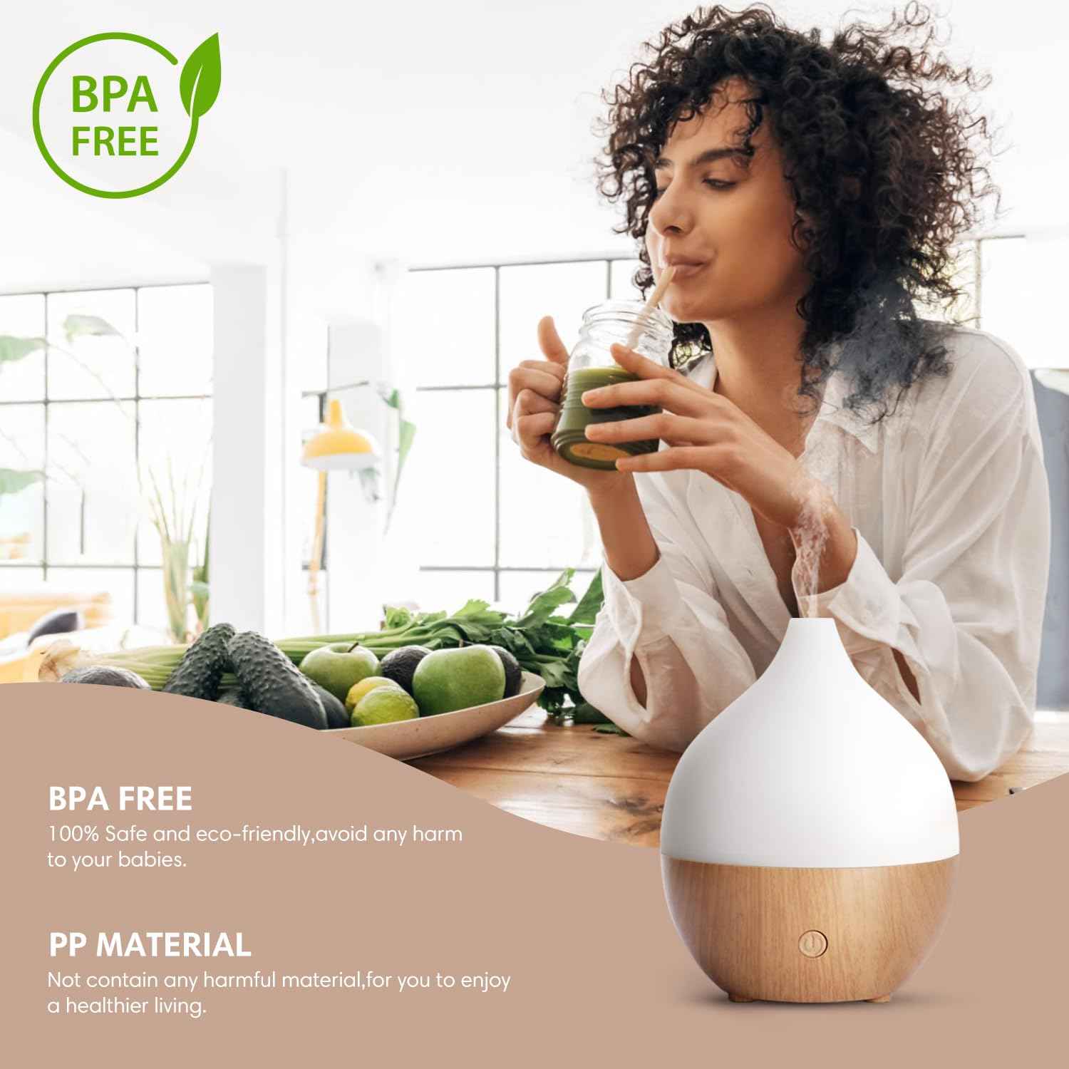 SALKING Diffuseur d'Huile Essentielle, 100ml Ultrasonique Diffuseur Huiles Essentielles Electrique, Humidificateur d'air avec Lumière Chaude Arrêt Automatique pour Chambre, Yoga, Massage, Paquet de 2 - Cpourtoi.Net