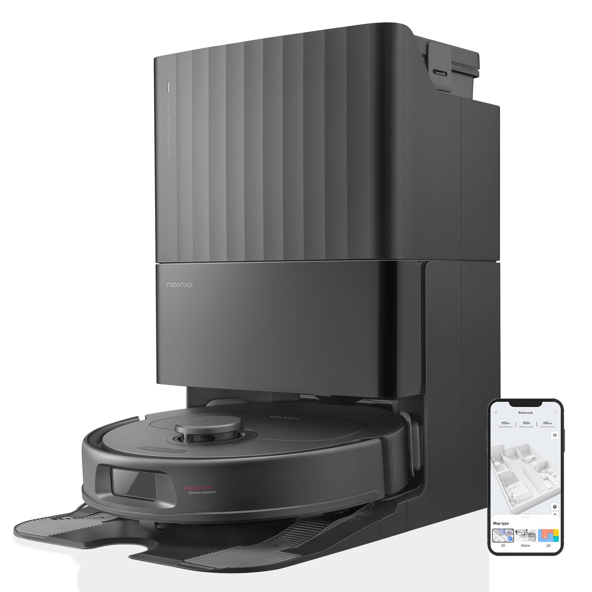 roborock QREVO S Aspirateur Robot Laveur, 7000Pa HyperForce, Double Serpillière Rotative 200 TR/Min